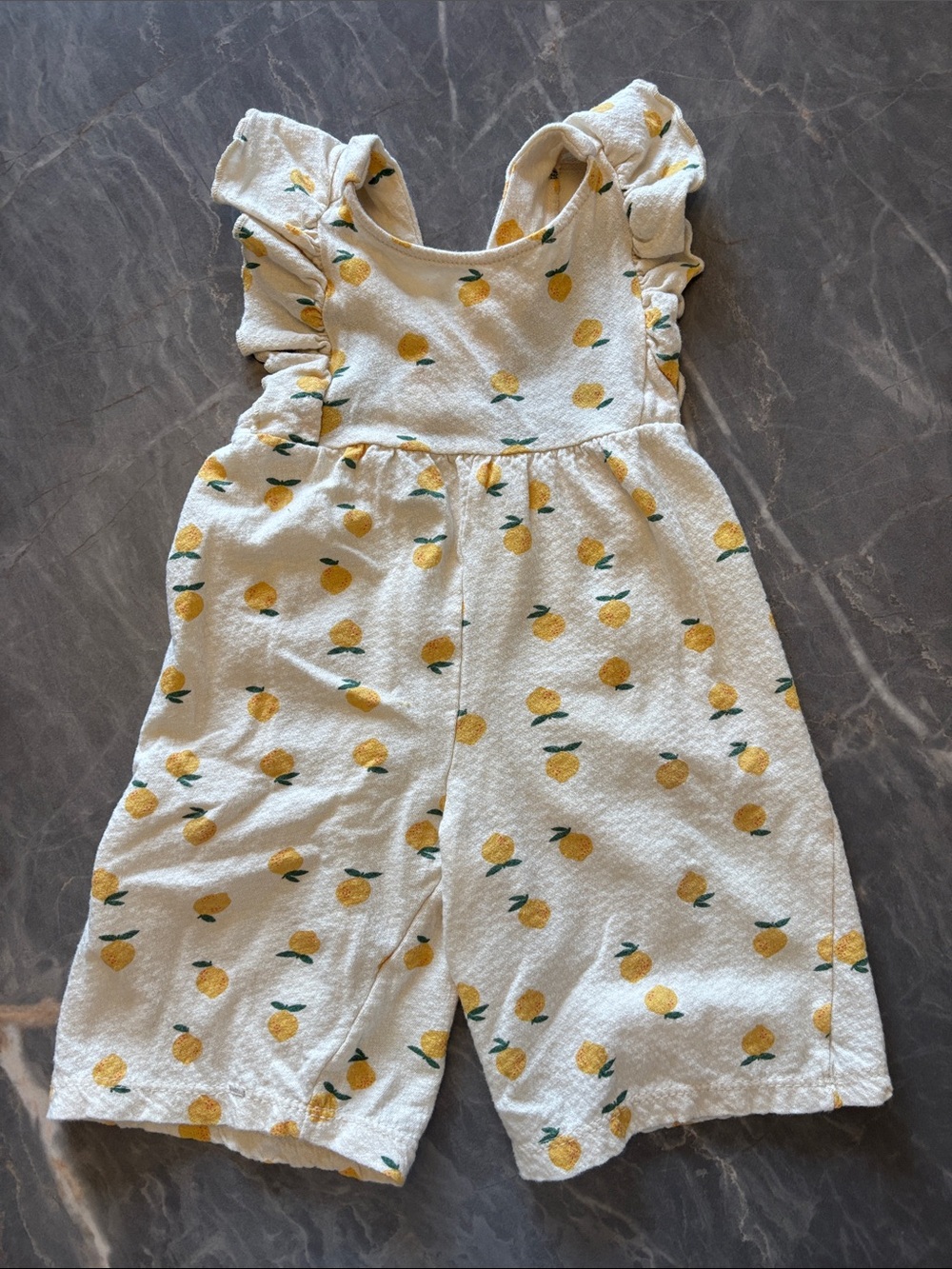 Zara White Romper with Yellow Lemon Motif